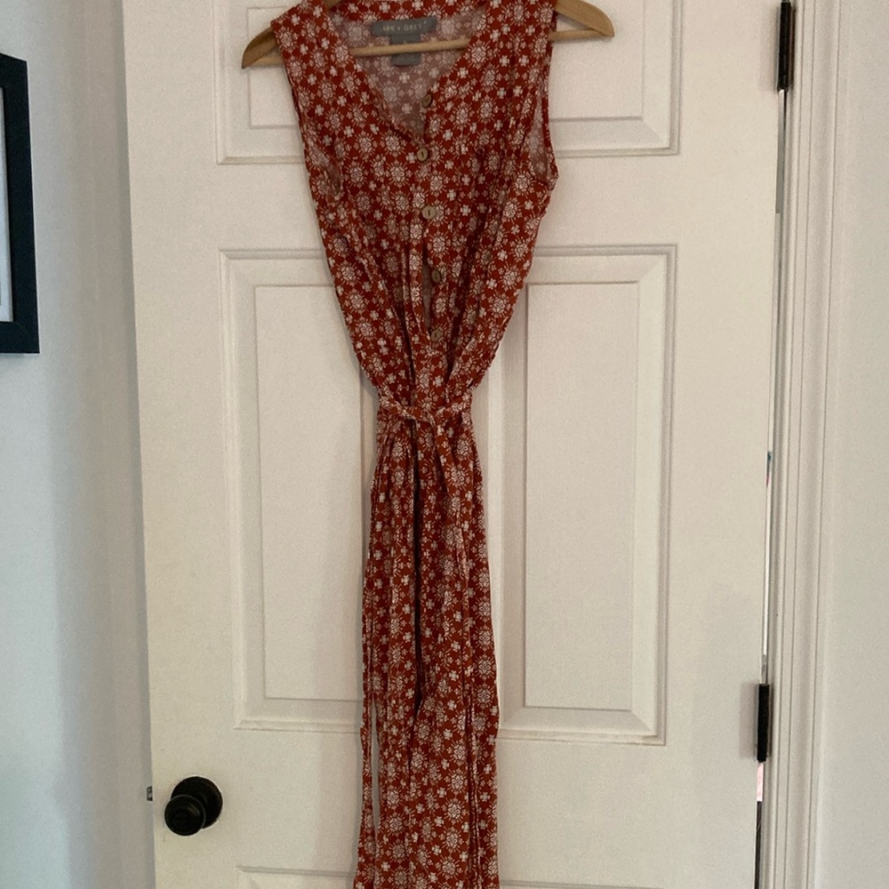 Red Sleeveless V-neck Jumpsuit Casual